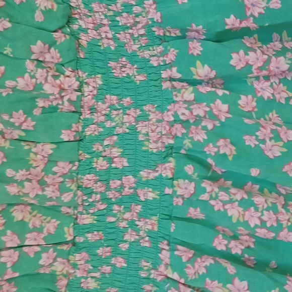 Draper James RSVP Green Floral One Shoulder Flounce Rayon Dress - Picture 3 of 7